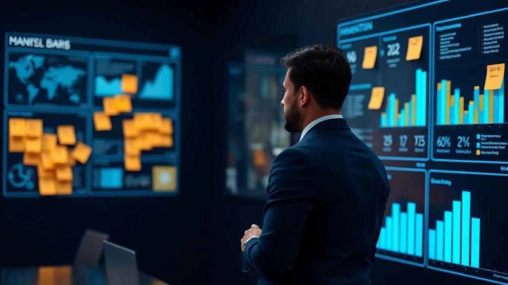 Gestor analisando indicadores de uma empresa em crescimento