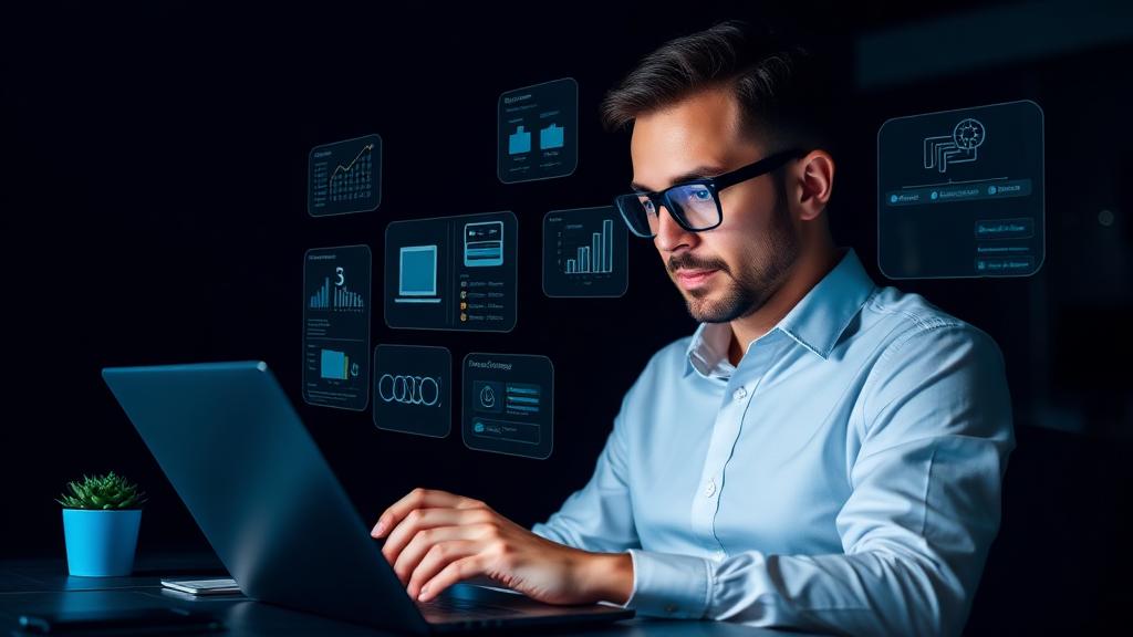 Empreendedor usando inteligência artificial para automatizar tarefas da empresa